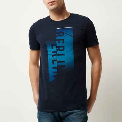 Navy Berlin faded print t-shirt